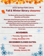 2026 Fall & Winter Library Closure Dates