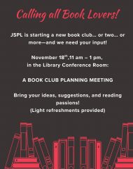 Calling All Book Lovers! – New Book Club(s) Planning Session